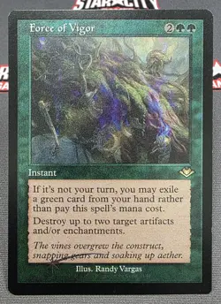 MTG FOIL ETCHED Force of Vigor- DAMAGED -Modern Horizons Magic Card #021 - Image 1