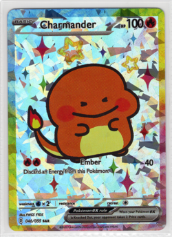 POKEMON RAINBOW BOARDER FAN ART CARD * CHARMANDER * CRACKED ICE HOLO - Image 1