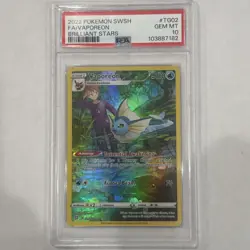 PSA 10 - VAPOREON #TG02 POKEMON BRILLIANT STARS 2022 SWORD SHIELD FULL ART SWSH - Image 1