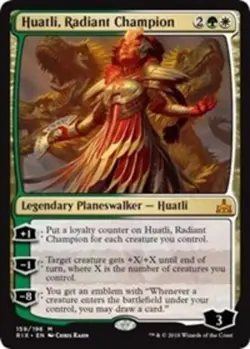 MTG Huatli, Radiant Champion - Foil, Rivals of Ixalan, Damaged, English - Image 1