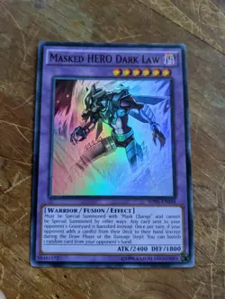 Yugioh Masked HERO Dark Law Altered Art SDHS-EN044 Super Rare U-V-Oh! - Image 1