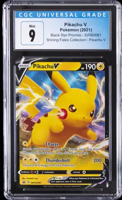 2021 POKEMON BLACK STAR PROMOS #SWSH061 PIKACHU V CGC 9 - Image 1