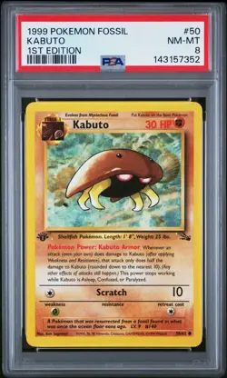 1999 POKEMON FOSSIL 1ST EDITION #50 KABUTO PSA 8 - Image 1