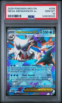2025 POKEMON MEG EN-MEGA EVOLUTION #036 MEGA ABOMASNOW EX PSA 10 - Image 1