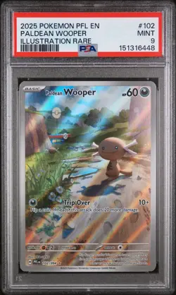 2025 POKEMON PFL EN-PHANTASMAL FLAMES 102 PALDEAN WOOPER ILLUSTRATION RARE PSA 9 - Image 1