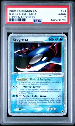 2004 POKEMON EX HIDDEN LEGENDS #94 KYOGRE EX-HOLO PSA 2 - Image 1