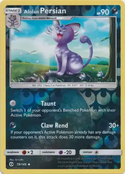 Pokemon - Alolan Persian - 79/149 - Uncommon - Reverse Holo - Sun & Moon Base Se - Image 1