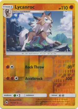 Pokemon - Lycanroc - 76/147 - Rare - Reverse Holo - Sun & Moon Burning Shadows - - Image 1