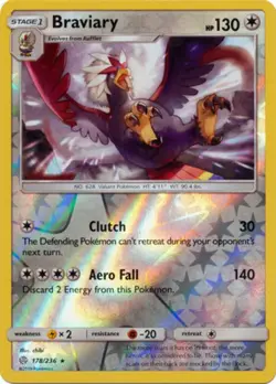 Pokemon - Braviary - 178/236 - Rare - Reverse Holo - Sun & Moon Cosmic Eclipse - - Image 1