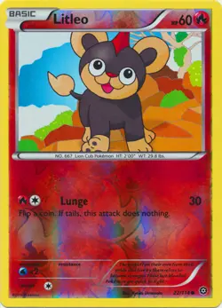 Pokemon - Litleo - 22/114 - Common - Reverse Holo - XY - Steam Siege - LP - Image 1