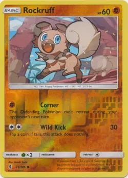 Pokemon - Rockruff - 73/145 - Common - Reverse Holo - Sun & Moon Guardians Risin - Image 1