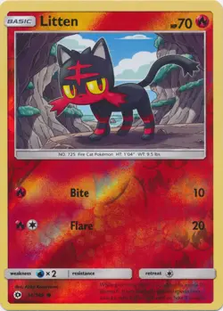 Pokemon - Litten - 24/149 - Common - Reverse Holo - Sun & Moon Base Set - NM - Image 1