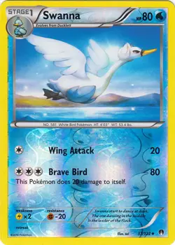 Pokemon - Swanna - 37/122 - Uncommon - Reverse Holo - XY - BREAKPoint - NM - Image 1