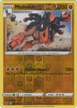 Pokemon - Mudsdale - 106/202 - Rare - Reverse Holo - Sword & Shield - Base Set - - Image 1