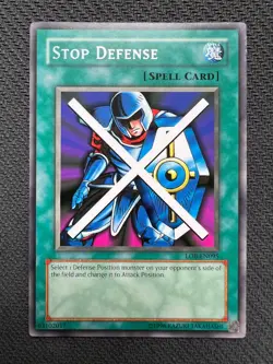 Yugioh Stop Defense Unlimited Edition Rare LOB-EN095 NM - Image 1