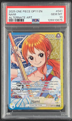One Piece OP11-041 L Alt Art Leader Nami PSA10 English - Image 1