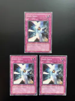 Yugioh Anti-Spell DR1-EN158 Unlimited Edition Common Damaged X3 - Image 1