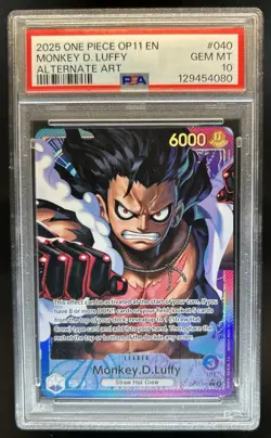 2025 One Piece Monkey.D.Luffy Leader Alternative Art #OP11-040 PSA 10 GEM MINT - Image 1