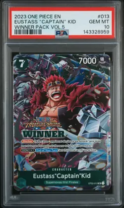 2023 ONE PIECE PROMOS WINNER PACK VOL.5 #013 EUSTASS "CAPTAIN" KID PSA 10 - Image 1