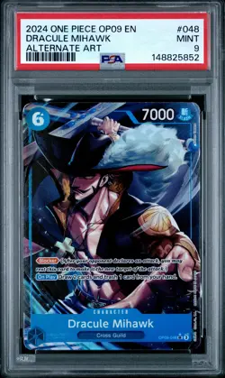 2024 ONE PIECE OP09-EMPERORS IN THE NEW WORLD ALTERNATE ART DRACULE MIHAWK PSA 9 - Image 1
