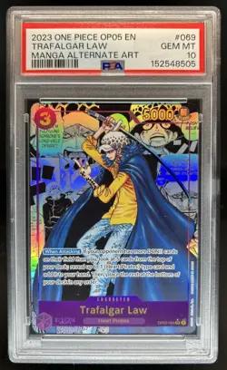 2023 One Piece New Era Trafalgar Law Super Rare Manga Alt Art #OP05-069 PSA 10 - Image 1