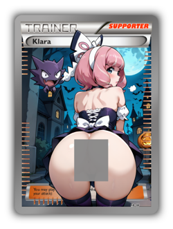 Klara & Haunter Trading Card - Sexy Adult Anime Waifu Custom Trainer Halloween - Image 1