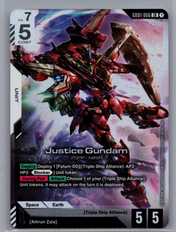 Gundam Card Game Newtype Rising Justice Gundam GD01-066 LR - Image 1