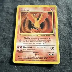Moltres 27/62 Fossil Rare Pokemon Card - Image 1