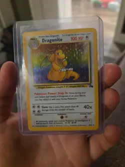 Pokemon TCG Dragonite Holo Rare Unlimited Card 4/62 Fossil Base Set 1999 - Image 1
