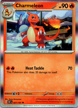 Charmeleon - 027/197 - Pokemon Obsidian Flames Holo Rare Card NM - Image 1