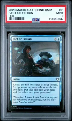 2023 MTG COMMANDER MASTERS FOIL #91 FACT OR FICTION PSA 9 - Image 1