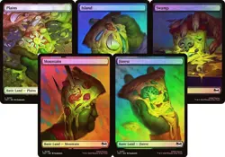 Foil Land Set (Full Art) Pizza [TMNT] MTG - Image 1