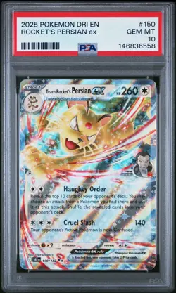 2025 POKEMON DRI EN-DESTINED RIVALS #150 TEAM ROCKET'S PERSIAN EX PSA 10 - Image 1