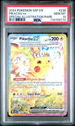 2024 POKEMON SSP EN-SURGING SPARKS SPECIAL ILLUSTRATION RARE PIKACHU EX PSA 10 - Image 1