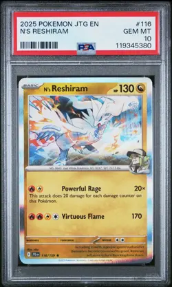 2025 POKEMON JTG EN-JOURNEY TOGETHER #116 N'S RESHIRAM PSA 10 - Image 1