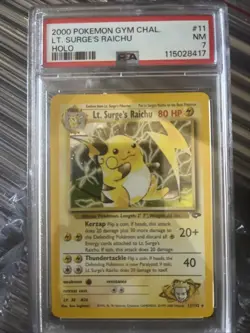 Pokemon Gym Challenge 2000 Lt. Surge's Raichu Holo PSA 7 - Image 1
