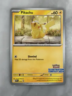 2025 POKEMON SVP EN-SV BLACK STAR PROMO 214 PIKACHU ILLUSTRATION CONTEST 2024 - Image 1