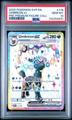 2025 POKEMON PRISMATIC EVOLUTIONS PREMIUM FIGURE COLLECTION UMBREON EX PSA 10 - Image 1