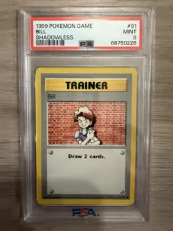 1999 Pokemon Shadowless Bill PSA 9 Mint #91 Base Set - Image 1