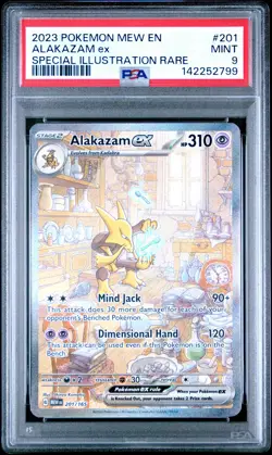 2023 POKEMON MEW EN-151 SPECIAL ILLUSTRATION RARE #201 ALAKAZAM EX PSA 9 - Image 1