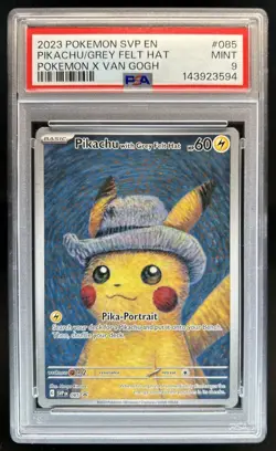 2023 Pokemon X Van Gogh Pikachu With Grey Felt Hat Black Star Promo #085 PSA 9 - Image 1