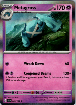 Metagross 063/159 Holo Rare Journey Together Pokemon S&V NM - Image 1