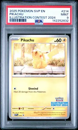 2025 POKEMON SVP EN-SV BLACK STAR PROMO ILLUSTRATION CONTEST 2024 PIKACHU PSA 9 - Image 1