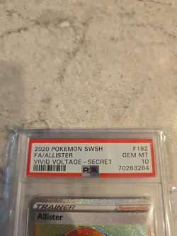 2020 Pokemon Sword and Shield Full Art Allister Secret Vivid Voltage 192 PSA 10 - Image 2