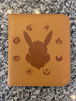 Eevee Brown Leather 4 Pocket Pokemon YuGiOh Card Binder Used - Image 1