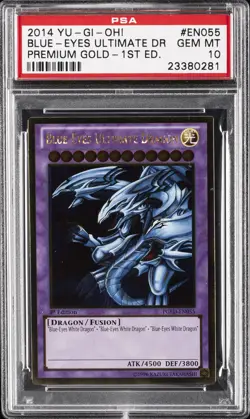 2014 YU-GI-OH! PREMIUM GOLD 1ST EDITION #EN055 BLUE-EYES ULTIMATE DRAGON PSA 10 - Image 1