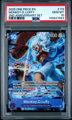 2025 ONE PIECE ENGLISH VERSION 2ND ANV SET #119 MONKEY D. LUFFY PSA 10 - Image 1