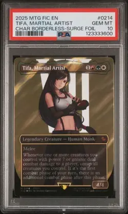 PSA 10 Tifa Martial Artist 0214 Borderless Surge Foil Final Fantasy MTG - Image 1