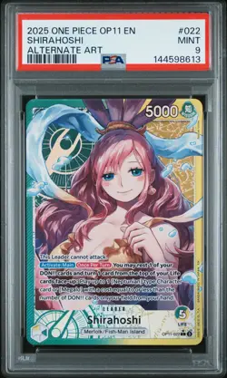 2025 ONE PIECE OP11-A FIST OF DIVINE SPEED ALTERNATE ART #022 SHIRAHOSHI PSA 9 - Image 1
