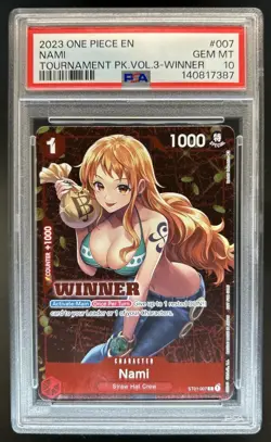 2023 One Piece Tournament Pack Vol 3 Winner Nami #ST01-007 PSA 10 GEM MINT - Image 1